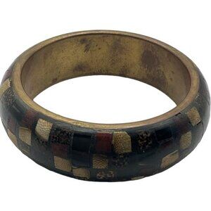 Mosaic Checkerboard Bangle Bracelet Handcrafted